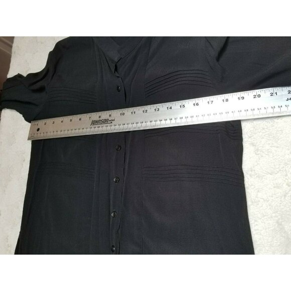 HW New York Womens Button Up Long Sleeve Shirt Blouse Top Small Black - Picture 4 of 5